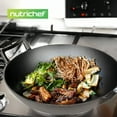 thumbnail image 5 of NutriChef Pre Seasoned Cooking Wok Cast Iron Stir Fry Pan with Wooden Lid, Black, 5 of 6