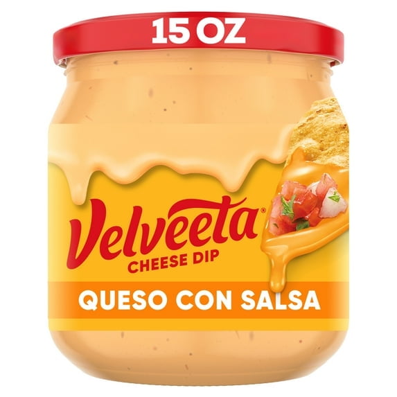 Velveeta Queso Con Salsa Cheese Dip, 15 oz Jar, Pack of 4