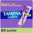 thumbnail image 1 of Tampax Radiant Tampons, with LeakGuard Braid, Super Absorbency, Unscented, 1 of 9