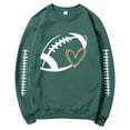 thumbnail image 6 of Game Day Sweatshirt for Women Long Sleeve Crew Neck Gift Football Fan Heart Graphic Football Mom Shirt Comfort Hoodie Trendy Clothes Loose Fit Sports Mom Must Have Oversized Tunic Tops Blackish Green, 6 of 7