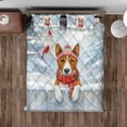 thumbnail image 4 of Playful Basenji Welcomes Winter Snowy Day with Cardinal Bird Quilt Bedding Set African Barkless Dog Lover 1 Blanket Bed Cover 2 Pillowcases - 12017, 4 of 5