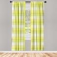thumbnail image 2 of Ambesonne Yellow Plaid Curtains, Ombre Lines Squares, Pair of 28"x63", Mustard White Apple Green, 2 of 4