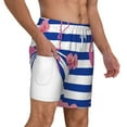 thumbnail image 3 of Picia Pink Flamingo pattern Mens Swim Trunks with Compression Liner Stretch Beach Shorts Quick Dry with Zipper Pockets No-Chafing Board Shorts-Large, 3 of 9