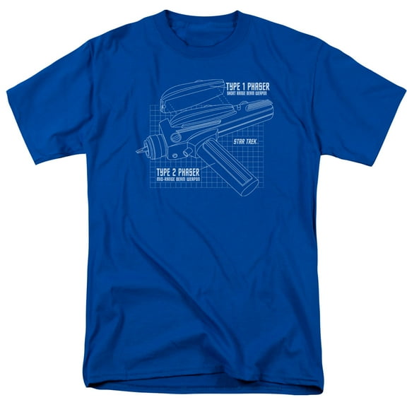 Star Trek Phaser Plans Adult 18/1 T-Shirt Royal Blue