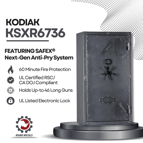Kodiak Home Gun Safe for Rifles & Pistols | KSXR6736 by Rhino Metals with New SafeX Security System