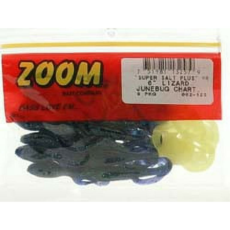 Zoom Lizard Fishing Bait, Junebug Chartreuse, 6”, 9-pack, Hard