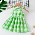 thumbnail image 2 of QTOCIO Toddler Girls Dresses, Baby Girl Summer Clothes, Girls Casual Plaid Camisole Dress Cute A-line Skirt Are Suit for 3-24 Months, Green, 12 Months, 2 of 5