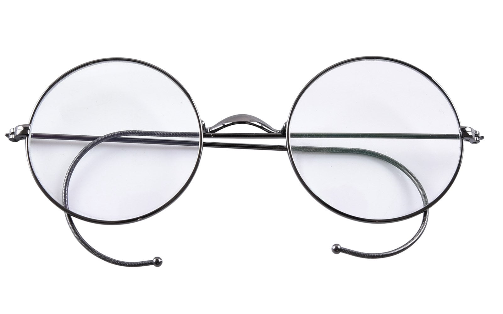 Blue Light Blocking Reading Glasses, Retro Mid Large Round Wire Rim Glasses Readers with Cable Temple No Nose Pads