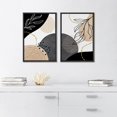 thumbnail image 2 of IDEA4WALL 2 Panels Framed Canvas Print Wall Art Set Mid-Century Nordic Geometric Ring Plants Abstract Modern Art Boho Multicolor Chic Artwork Housewarming Decor - 24"x36"x2 Panels Black, 2 of 5