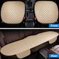 thumbnail image 3 of Universal Car Seat Cover Mat Cushion Pad PU Leather Front Rear Seat Mat Protector Cushion Waterproof Beige, 3 of 12