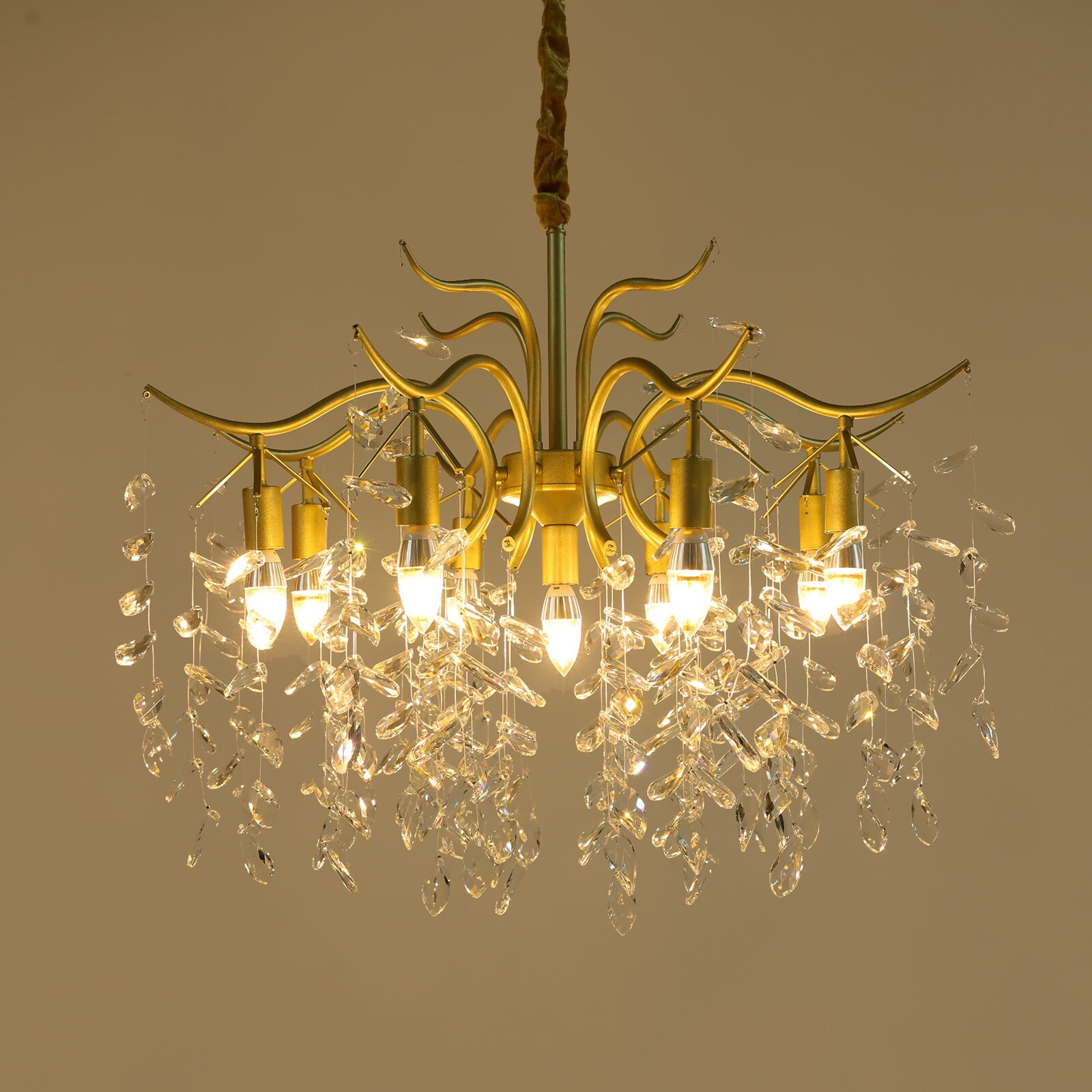TFCFL Modern Luxury Large Crystal Chandeliers LED Ceiling Light Fixtures Pendant Lamp Adjustable Chain
