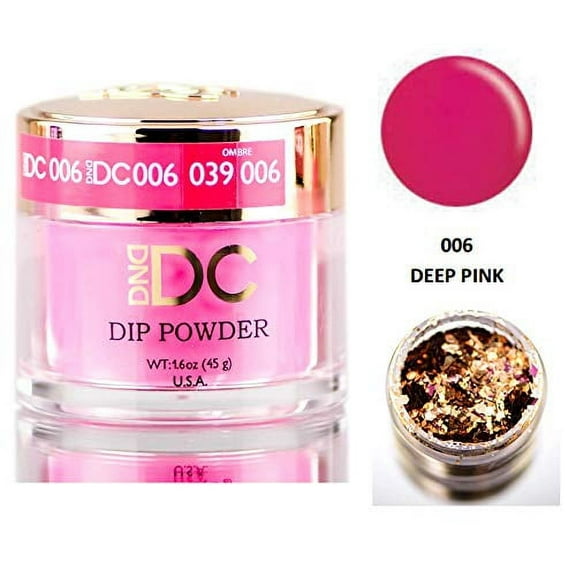 DND DC Pinks DIP POWDER for Nails 1.6oz, 45g, Daisy Dipping (with bonus side Glitter) Made in USA (Deep Pink (006))