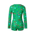 thumbnail image 5 of Women Long Sleeve Shorts Jumpsuit Christmas Printed U Neck Bodysuit, 5 of 9
