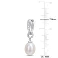 thumbnail image 2 of Miabella 8-8.5mm Freshwater Cultured Pearl and Diamond Accent Sterling Silver Dangle Hoop Earrings, 2 of 3