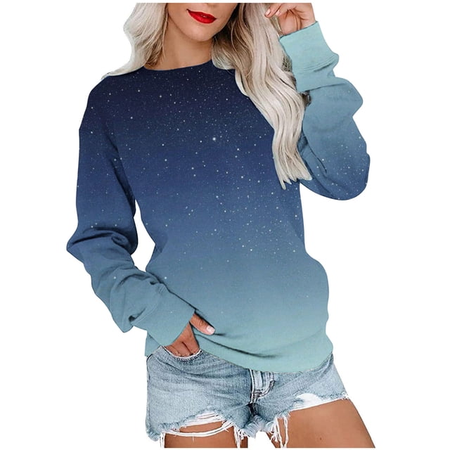 Meichang Sweat-Shirt pour Femmes Col Rond Manches Longues Décontracté Sweat-Shirts Tendance Gris Confortable Automne Pull Léger