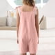 thumbnail image 3 of Odeerbi 5-14 Años Niñas Verano Algodón Lino Jumpsuit Camisola Romper Casual Correa Ajustable Overoles Peto Pantalones Cortos Con Bolsillos, 3 of 7