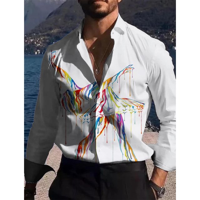Camisas de manga larga con estampado de grafiti para hombre, ropa cómoda, ocio callejero, verano, Vaion, gran venta