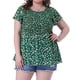 thumbnail image 1 of Blusas de gasa de talla grande GRACE & GRANDEUR para mujeres, blusa peplum de verano con mangas cortas acampanadas y estampado floral en verde 3X, 1 of 1