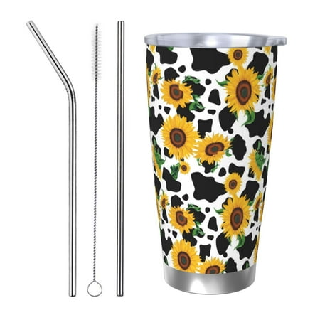 

Coaee Cute Cow Print Sunflower D for 20oz Insulated Kettle Water Bottle For Running Hiking Cycling Climbing Men S Woman Insulated Water Bottle-Straw Three-piece Set