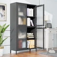 thumbnail image 2 of 59" Metal Storage Cabinet Display Cabinet with 4 Glass Doors & 4 Shelves,Cabinet Bookcase Side Cabinet for Home Office Living Room,Black 01, 2 of 8