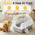 thumbnail image 4 of Gray-1Pack XL Open Top Stainless Steel Cat Litter Box With High Sides, 4 of 8