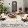 thumbnail image 4 of Washable Rug 5x7 - Ultra-Thin Antique Collection Area Rug, Stain Resistant Rugs For Living Room Bedroom, Distressed Rug(Orange And Blue, 5'X7'), 4 of 11