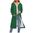 thumbnail image 2 of BXINGOHAI Women Fall Flannel Plaid Shacket Jacket Oversized Button Down Long Shirt Jacket Green S, 2 of 6