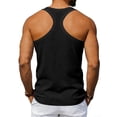 thumbnail image 4 of Zimjoy Men's Muscle Gym Tank Top Quick Dry Breathable Y-Back Vest Regular Fit Ribbed Textured Sleeveless Tank Tops, Black 3XL, 4 of 7