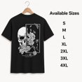 thumbnail image 3 of Men's Skull Rose Graphic T-Shirt, Unisex Classic Fit Short Sleeve Tee, 3 of 9