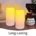 thumbnail image 2 of WYZworks Solar Powered Pillar Candles, Set of 2 D 4" x H 8", LED Rechargeable Waterproof IP65 Flickering Flameless Outdoor Valentine Resin Candles with Dusk to Dawn Timer, Light Sensor, 2 of 15