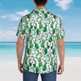 thumbnail image 4 of Pofeuu Cactus Plants Print Hawaiian Shirt for Men Sleeves Casual Button Down Summer Beach Dress Shirts T-Shirts,Small, 4 of 7