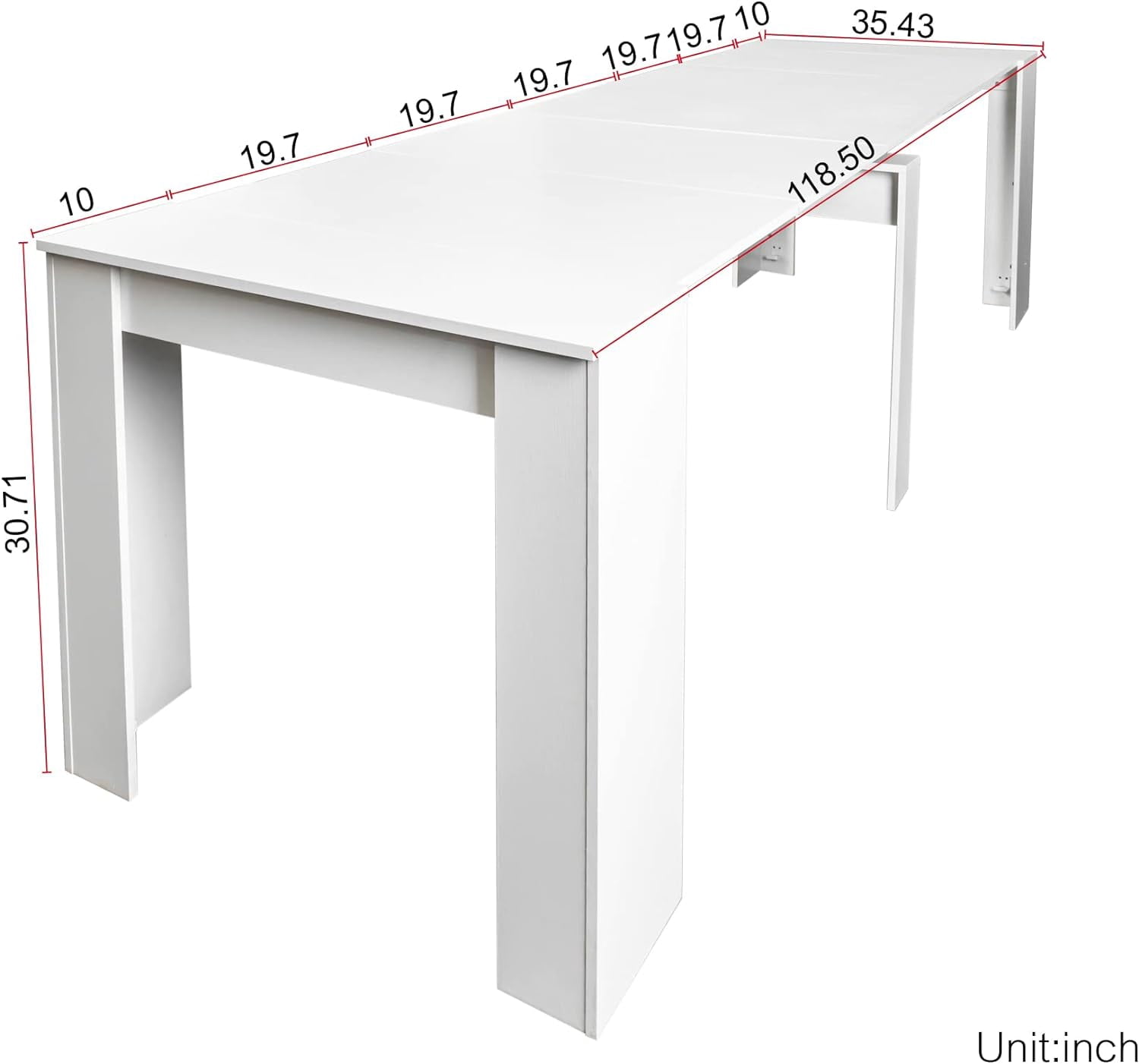 Rustic Wood Extendable Dining Room Table 118.5" Large Expandable Dining Tables for 6 8 10 12 People Industrial Extend Kitchen Table Space Saving for Family Gathering (White)