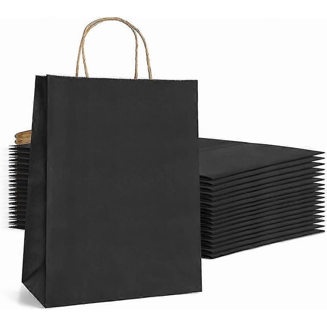 25 Kraft Bag, Paper Bag, Gift Bag, Kraft Bag 21 * 11 * 27 Cm, Gift Pouch, Black