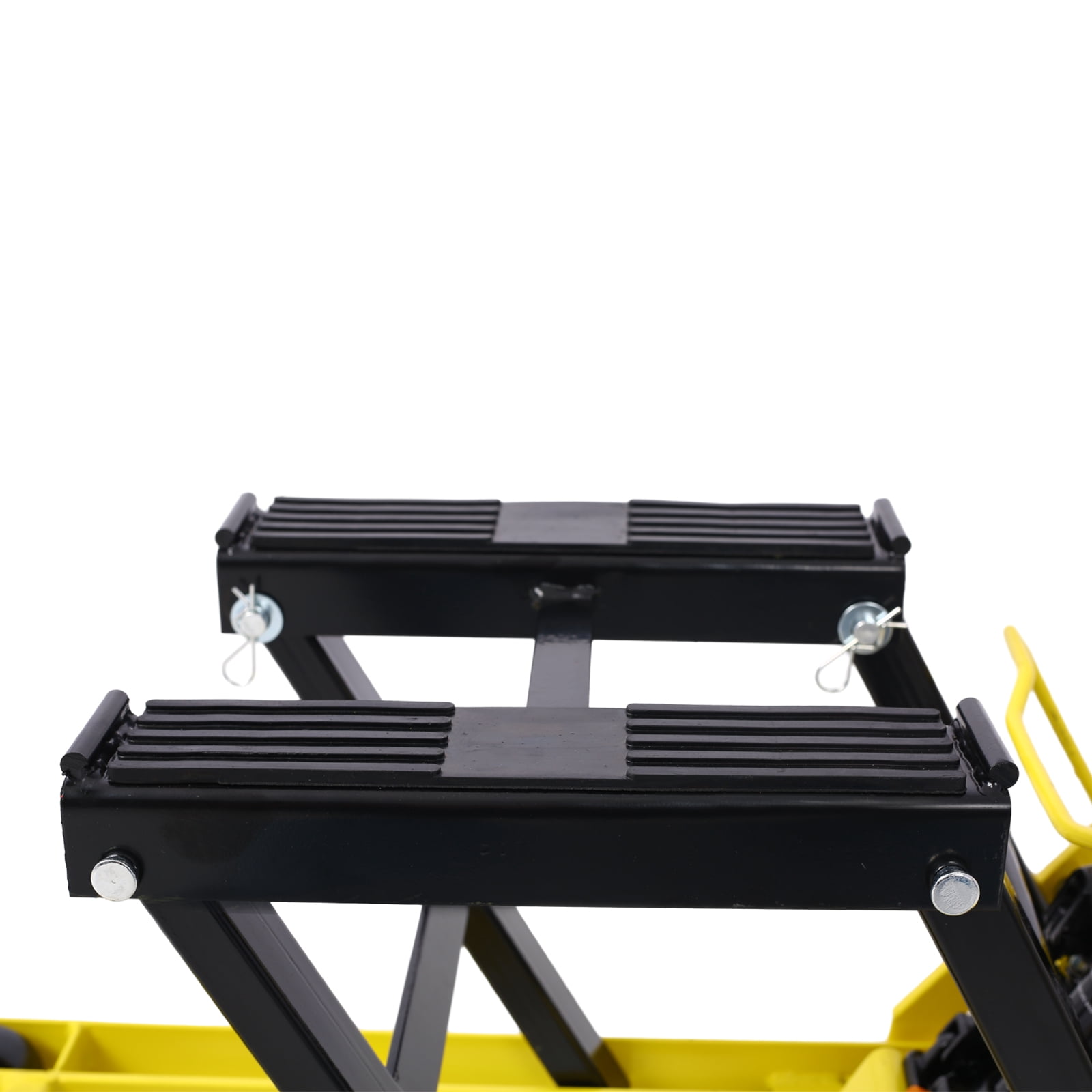 Hydraulic Motorcycle Lift Jack, 1500 LBS Capacity ATV Scissor Lift Jack, Portable Motorcycle Lift Table with 4 Wheels, Hydraulic Foot-Operated Hoist Stand with Tie Down
