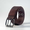 thumbnail image 2 of QSAWXQZ Unisex Canvas Belt Double Prong Buckle Grommet Adjustable Casual Waist Belt Free Size, 2 of 6