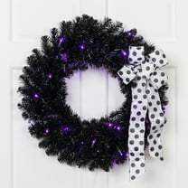 Northlight Black Crystal Pine Artificial Halloween Wreath - 24" - LED Purple