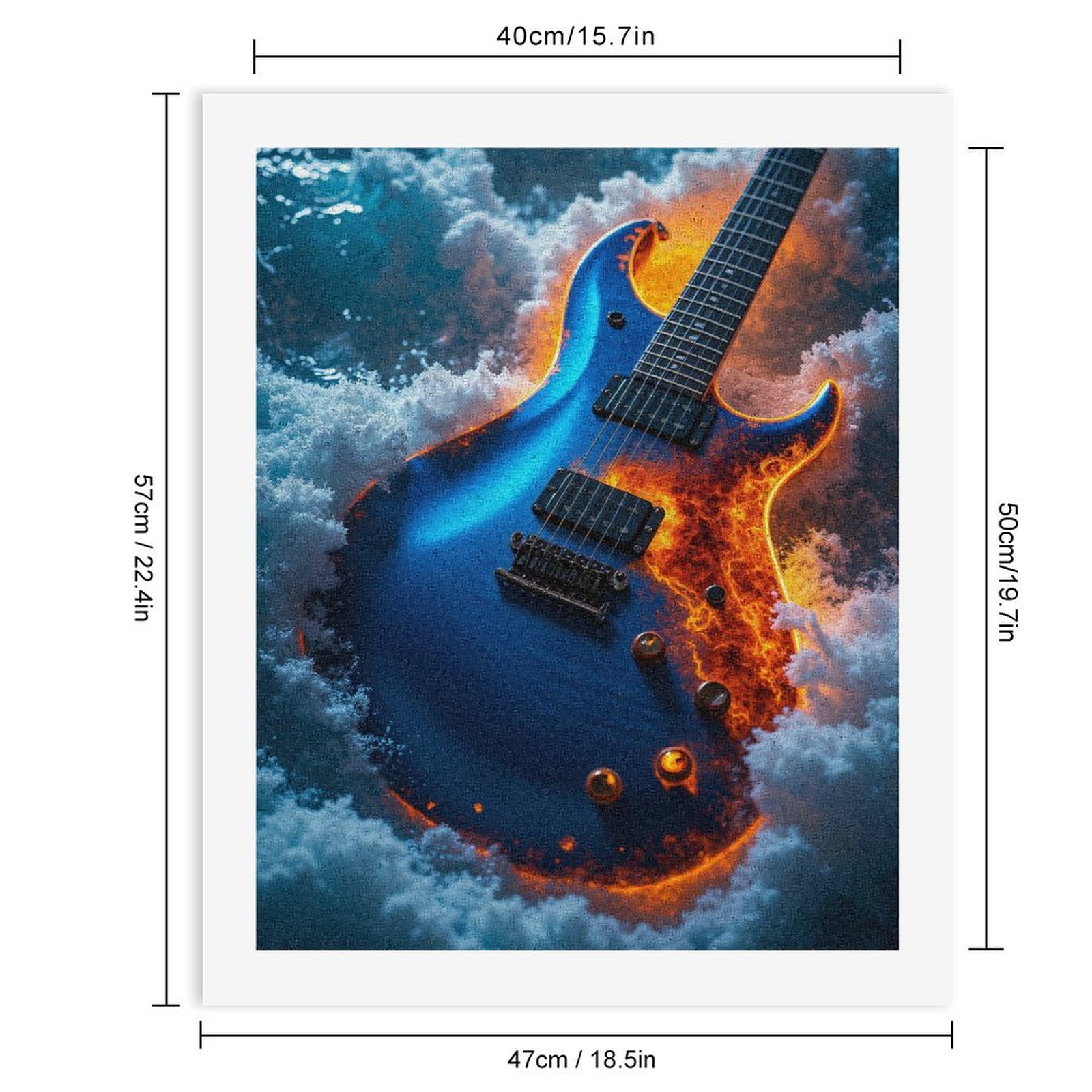Paint By Numbers Kit for Adults Beginner - DIY Flaming Guitar In Snow Canvas Painting Kits for Adults, Frameless Paint By Number for Adults for Home Wall Decor 16x20 Inch