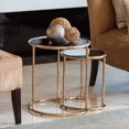 thumbnail image 2 of Danya B. Set of 2 Nested Round End Tables with Black Glass-top and Rose Gold Metal Frame, 2 of 2