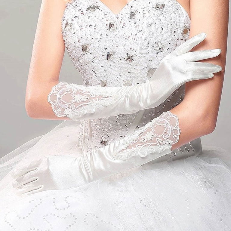RABBITH Bride Full Finger Long White Gloves Fashion Wedding Dress  Accessories Lace Glove - Walmart.com