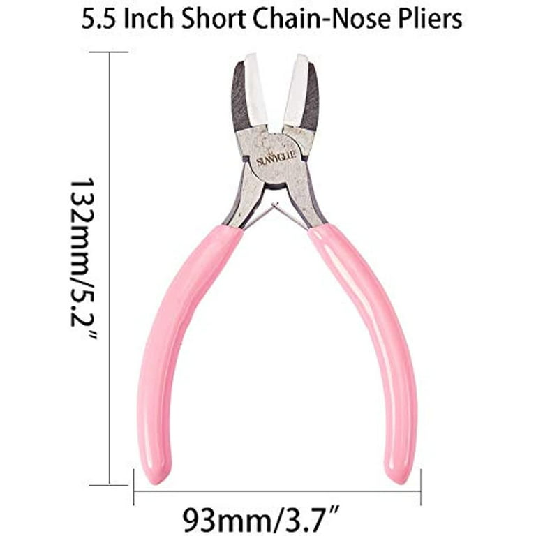 4.5 inch 3-Step Wire Ring Looping Pliers Mini Precision Round Flat Nose Combination Pliers Tools for DIY Jewelry Making Pink