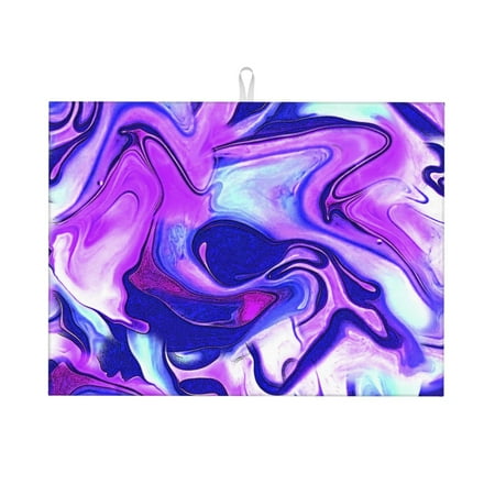 

Ocsxa Swirl Print Blue Purple1 Dish Drying Mat for Kitchen Counter Coffee Bar Coffee Station Accessories Absorbent Coffee Mat Kitchen Drying Mat Easy Clean 18x24 Inch