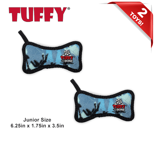 TUFFY® Jr Bone Camo Blue, 2-Pack, Durable Plush Squeaky Dog Toys