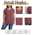 thumbnail image 6 of Womens Plus Size Tops Criss Cross V Neck Short Sleeve Summer Casual Blouses, Wine-2X, 6 of 10
