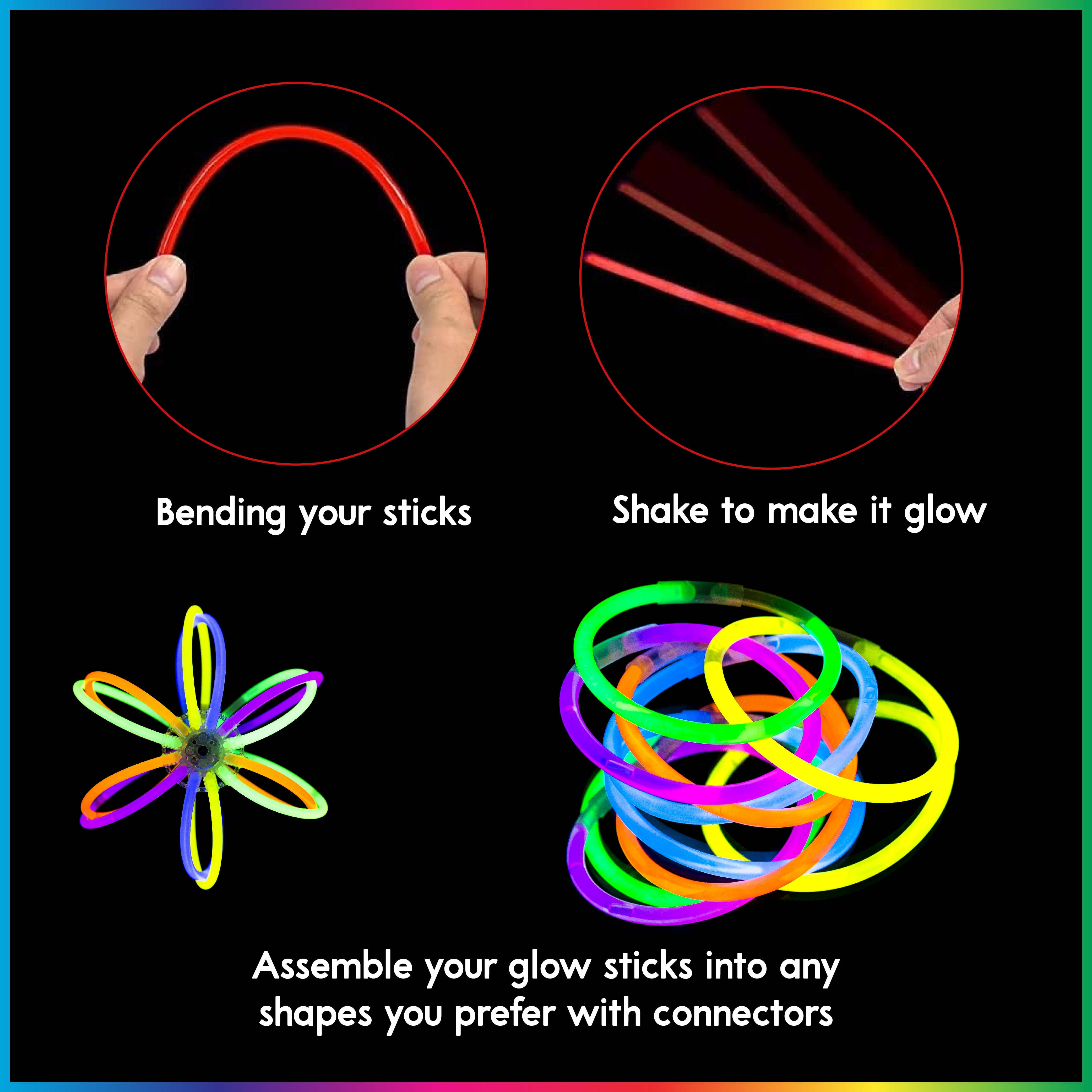100 Stück Leuchtstäbe Set – Bunte 20,3 Cm Glow Sticks Für Partys, Kindergeburtstag & Camping