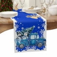 thumbnail image 6 of Blue Christmas Truck Cotton Linen Table Runner for Dining Kitchen, Xmas Tree Snowman Snowflake Wedding Outdoor Party Tablerunners Decoration, Dresser Scarf Coffee Tablecloth Runners 13x120 Inches, 6 of 9