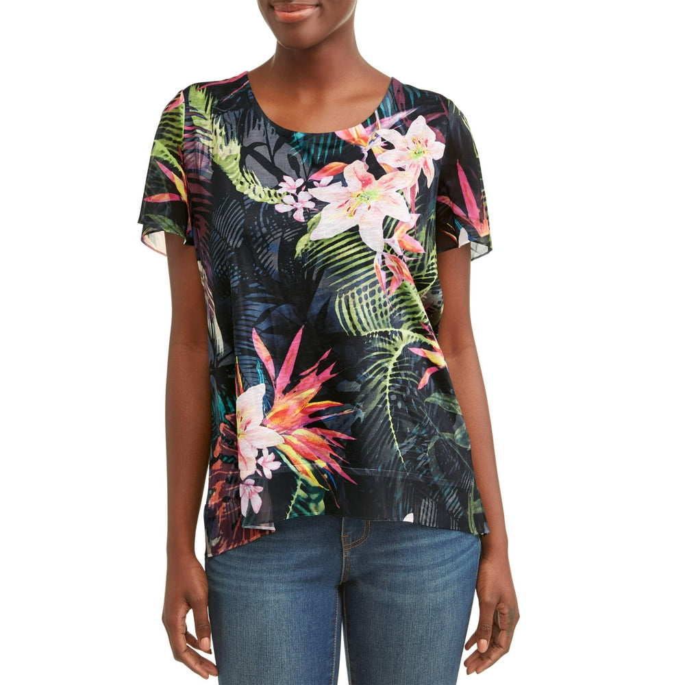 Time and Tru - Time and Tru Women's Sublimation T-Shirt - Walmart.com ...