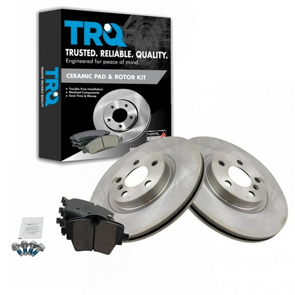 TRQ Front Brake Pad & Rotor Kit Brake Pads Brake Rotor Ceramic Fits Select 2016-2018 BMW X1 2018-2020 X2 2017-2018 Mini Cooper Countryman
