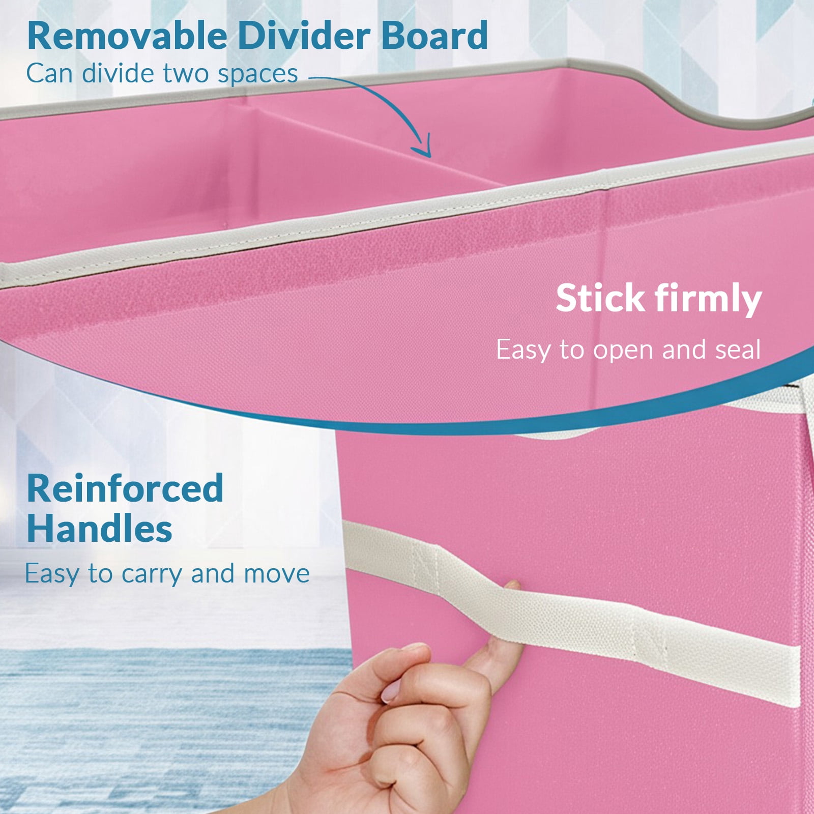 VICTORICH Extra Large Child Collapsible Toy Storage Fabric 32 gal Kids Room Toy Chest, Pink