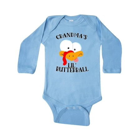 

Inktastic Thanksgiving Grandma s Lil Butterball Cute Turkey Face Gift Baby Boy or Baby Girl Long Sleeve Bodysuit