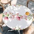 thumbnail image 2 of Pink Flowers Round Tablecloth, Fitted Table Cover with Elastic for 36"-44" Round Tables, Sping Botanical Floral Leaves Butterflyvines Table Cloth Outdoor Indoor Dinning Party Waterproof Tablecloths, 2 of 7